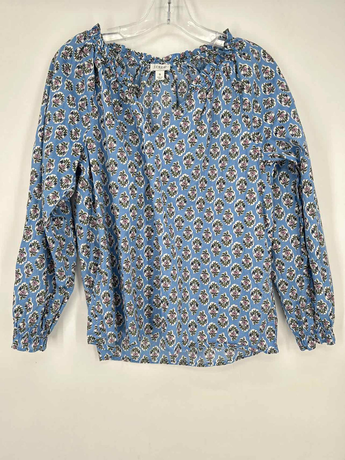 J Crew Size S Blue Floral Long Sleeve