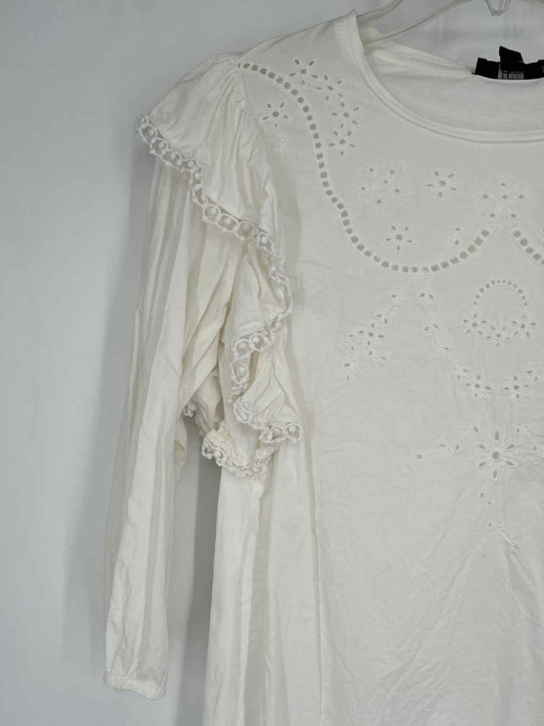 J Crew Size XS White Eyelet Long Sleeve