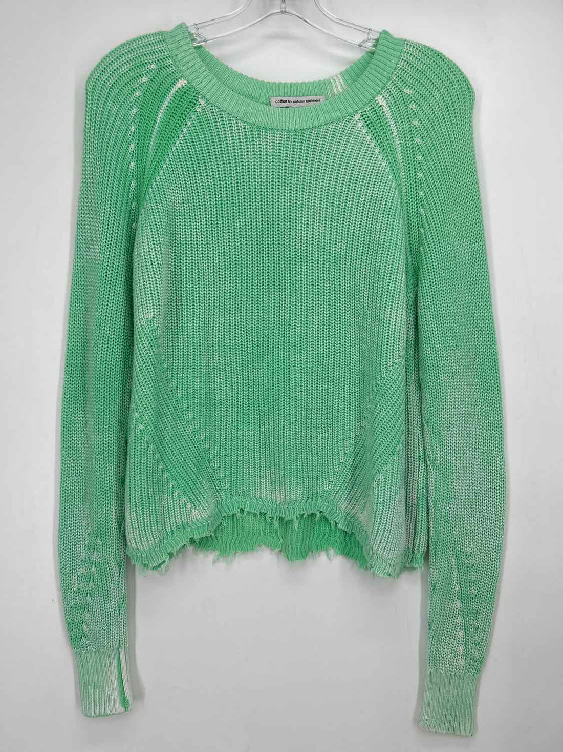 Cotton by Autumn Cashmere Size S Green & White Knit Sweater