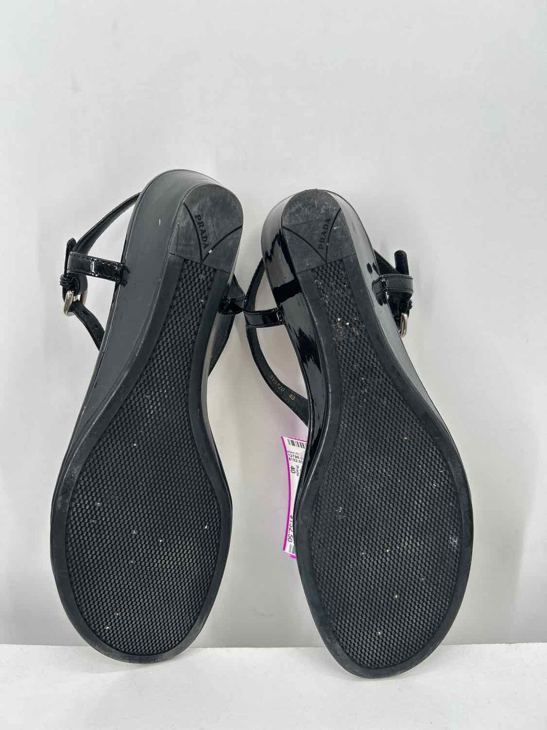 Prada Size 40 Patent Leather Black LUXURY