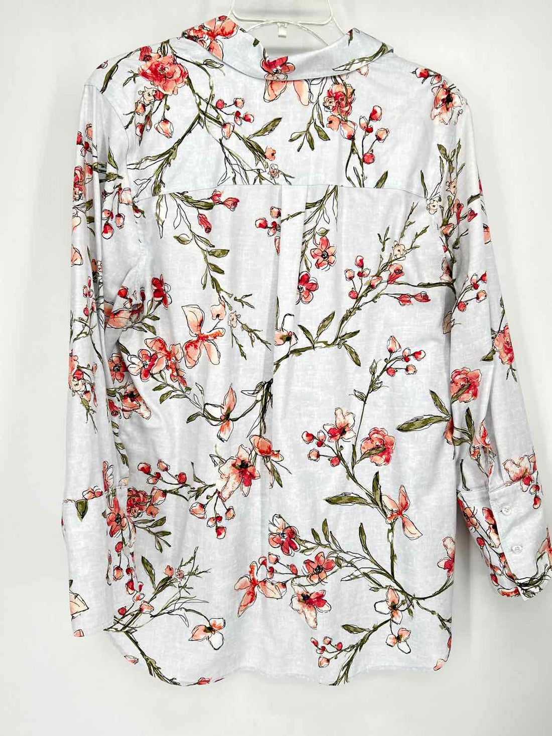 Chicos Size 2(L) Light Blue Floral Long Sleeve