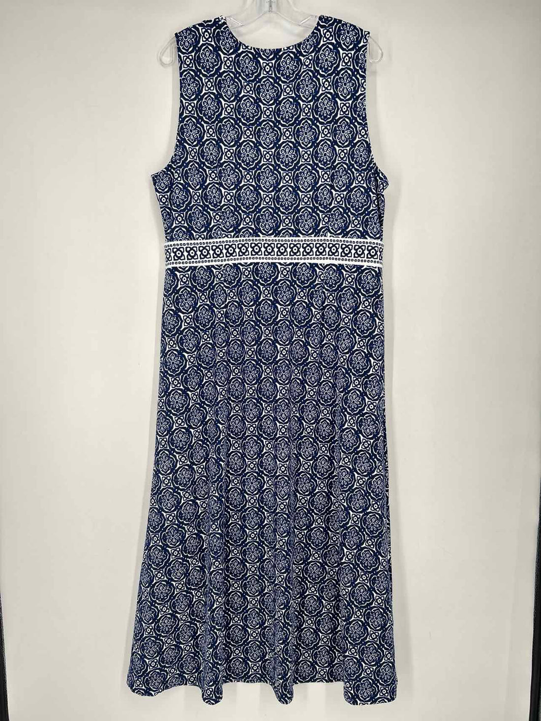 Talbots Size XL Navy & White Print Sleeveless Dress
