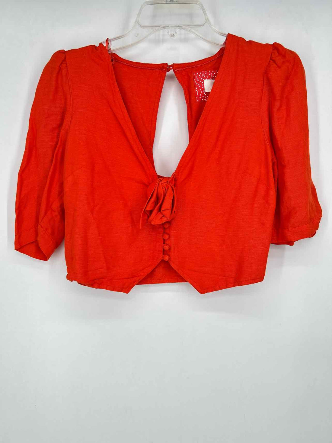 Maeve Size 4 Dark Orange Linen/Viscose Short Sleeve
