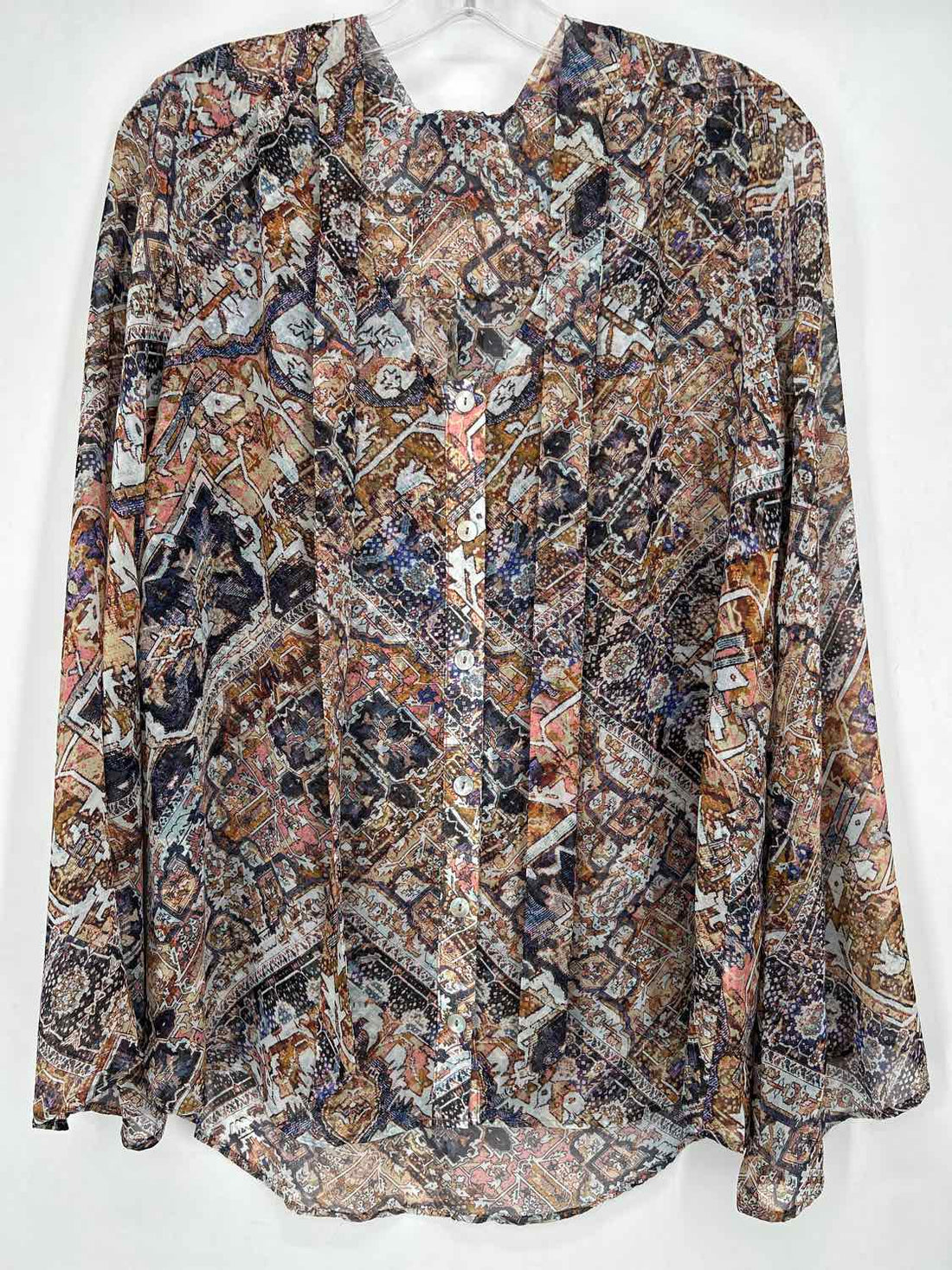 Show Me Your Mumu Size XS Blue & Beige Print Long Sleeve
