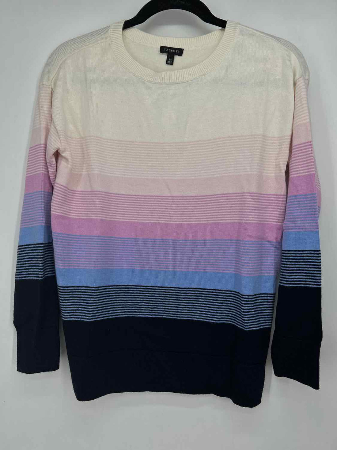 Talbots Size XS White Pink & Blue Striped Sweater