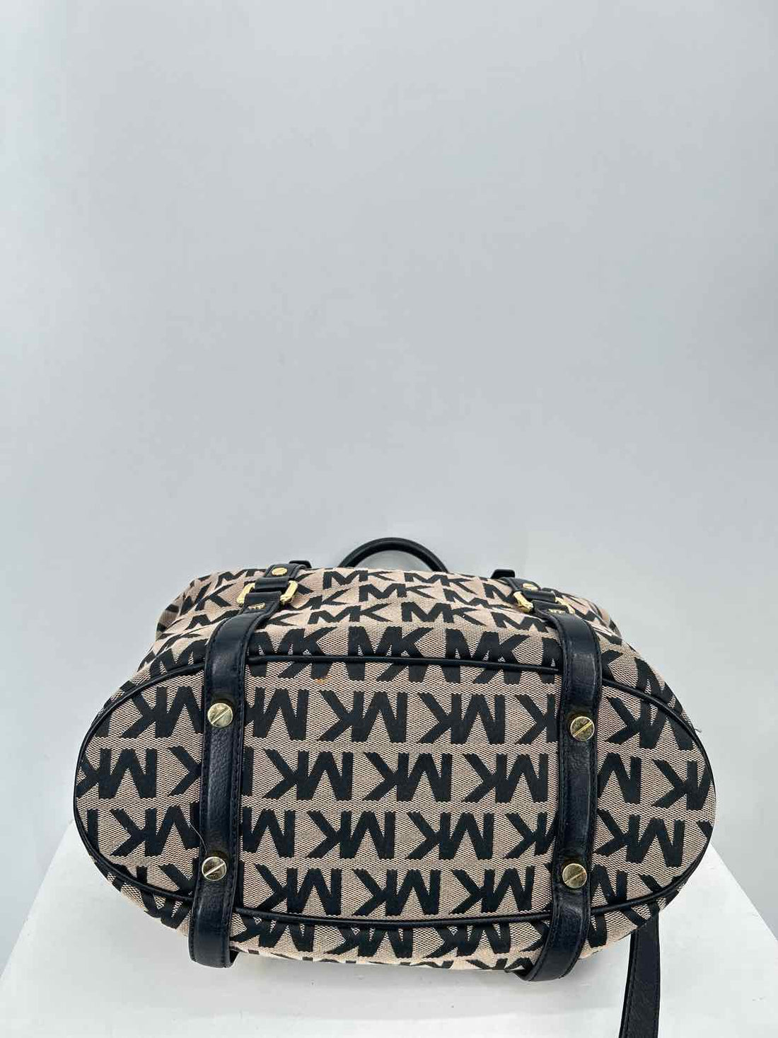 Michael Kors Black & Tan Canvas/Leather Satchel