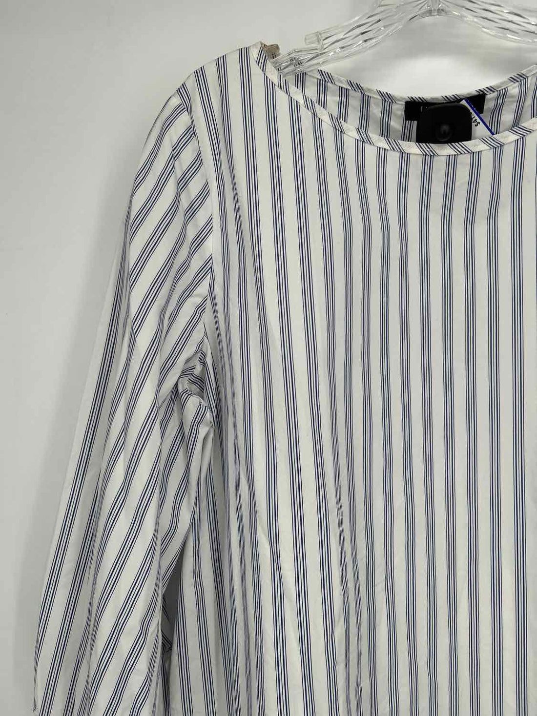 Lafayette 148 Size XL White & Blue Striped Long Sleeve