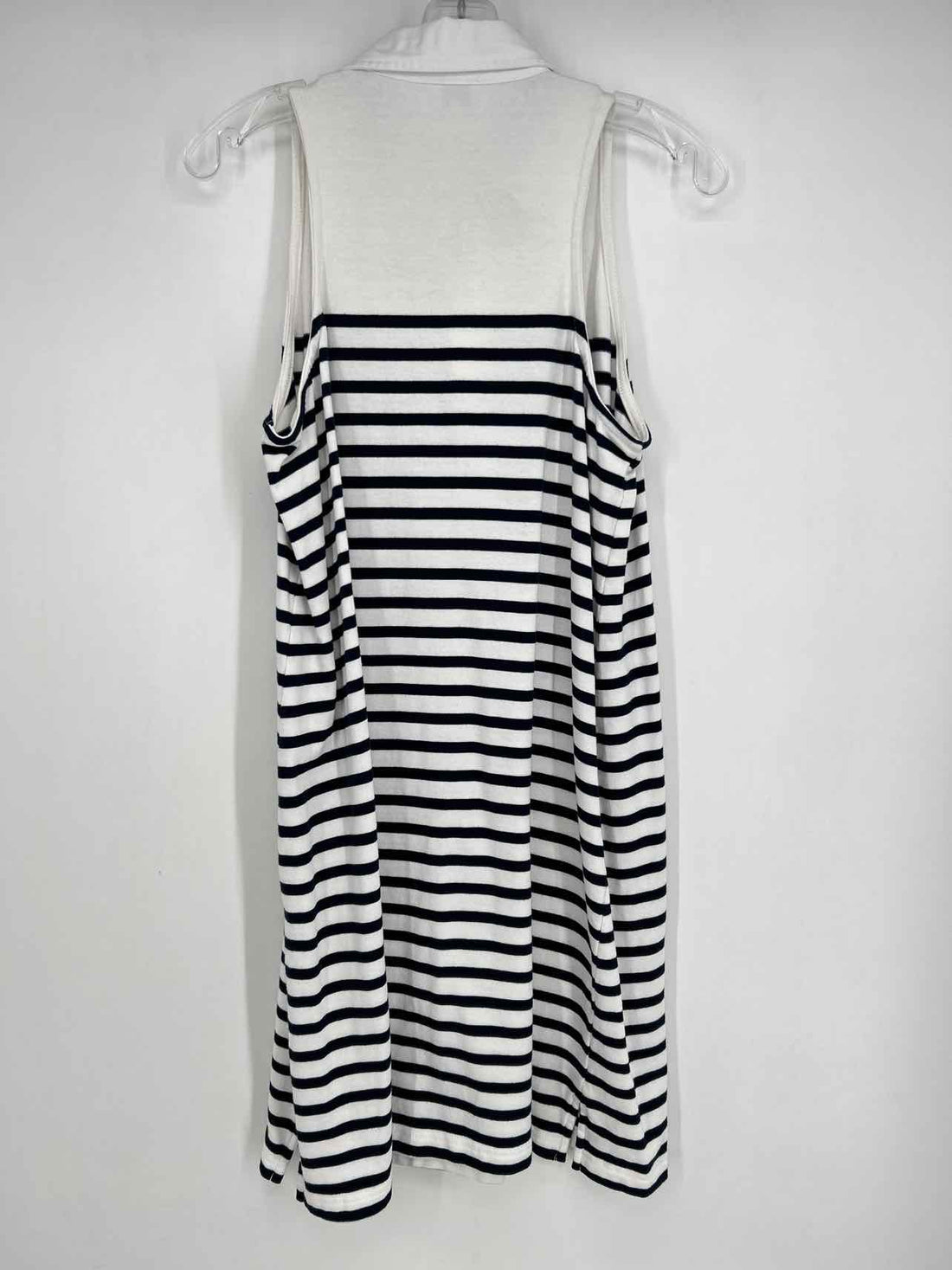 Crown & Ivy Size L White & Navy Striped Sleeveless Dress