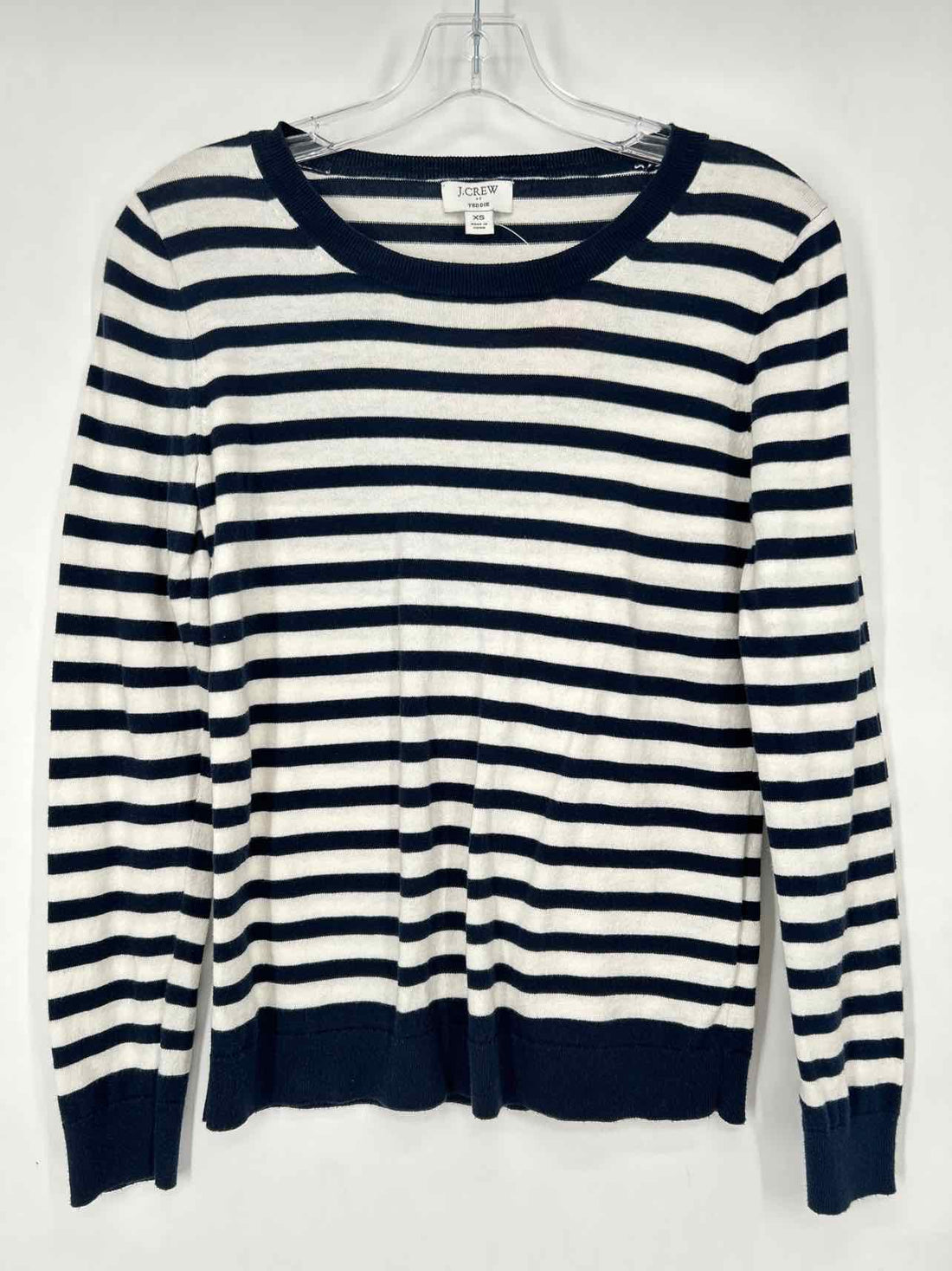 J Crew Size XS White & Navy Striped Long Sleeve