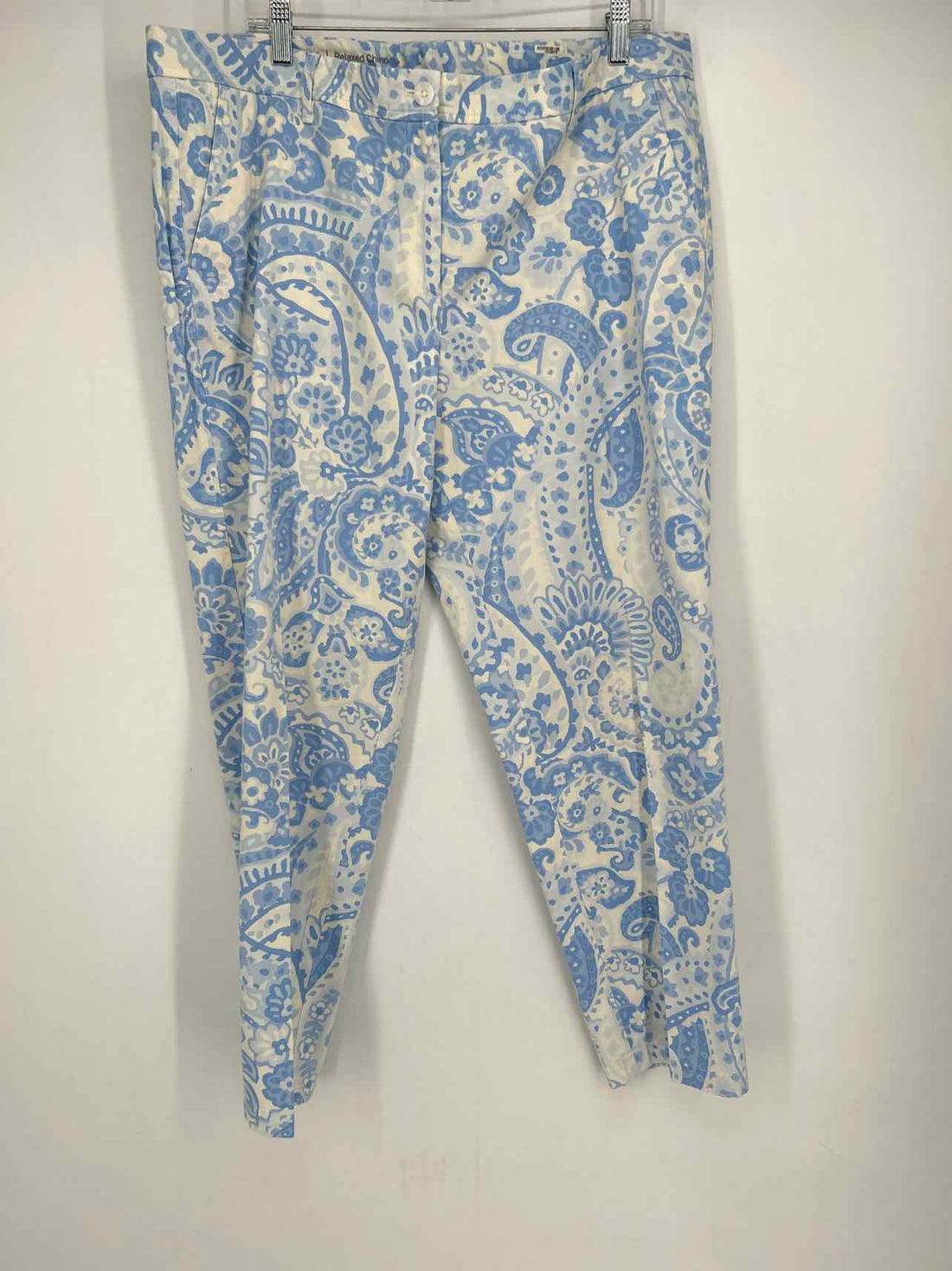 Talbots Size 16 White & Light Blue Print Pants