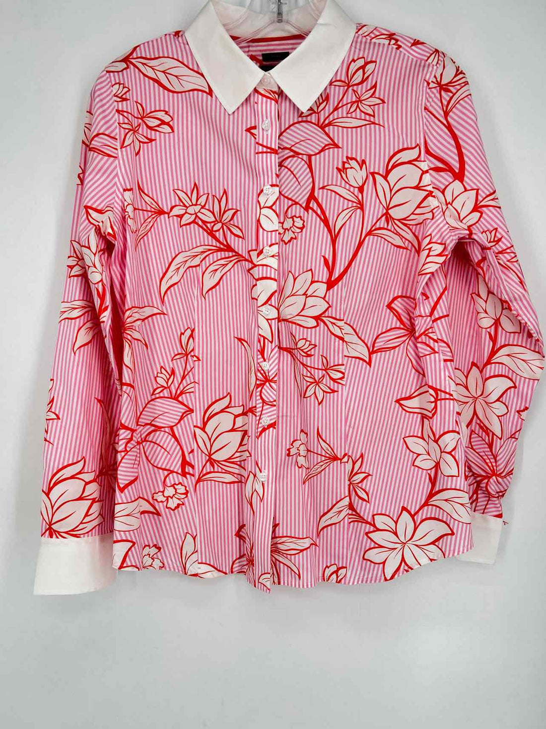 Talbots Size 8 Pink & White Striped Long Sleeve