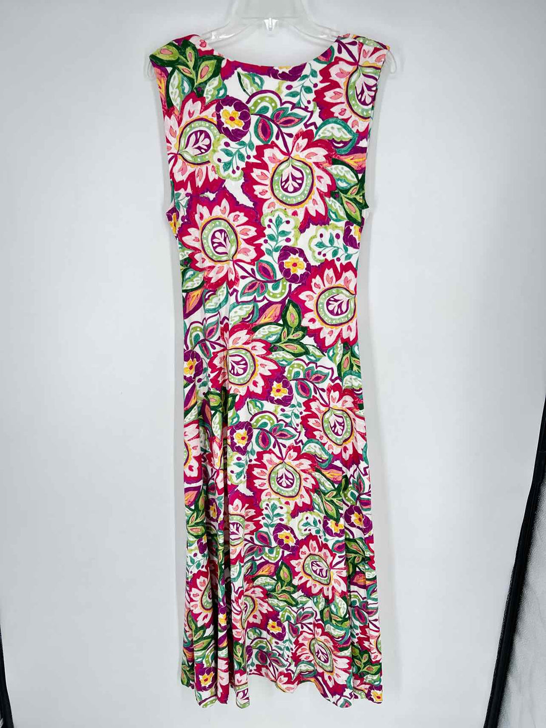 Soft Surroundings Size L Pink & Green Floral Sleeveless Maxi
