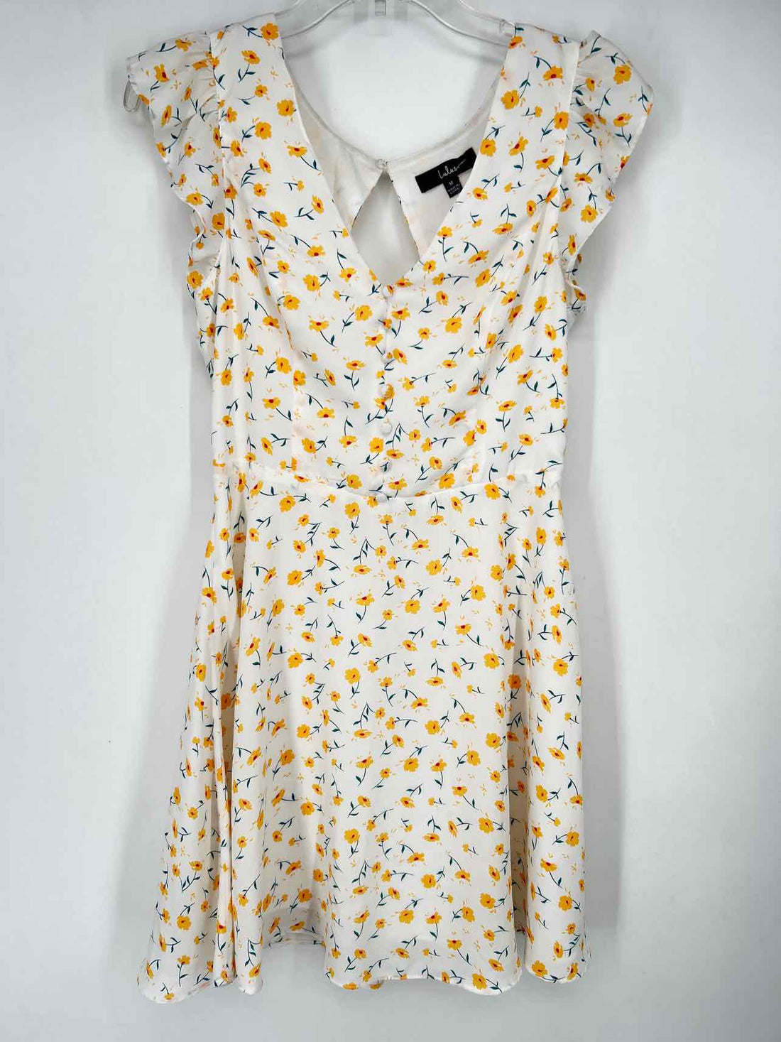 Lulus Size M White Floral Short Sleeve Dress