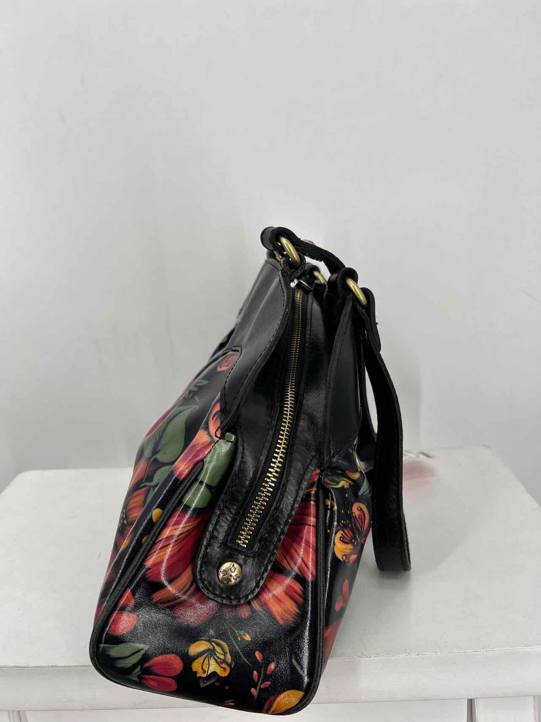 Patricia Nash Black Floral Leather Pre Owned Tote