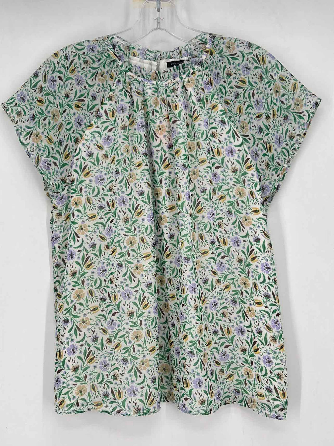 Ann Taylor Size S White Floral Short Sleeve