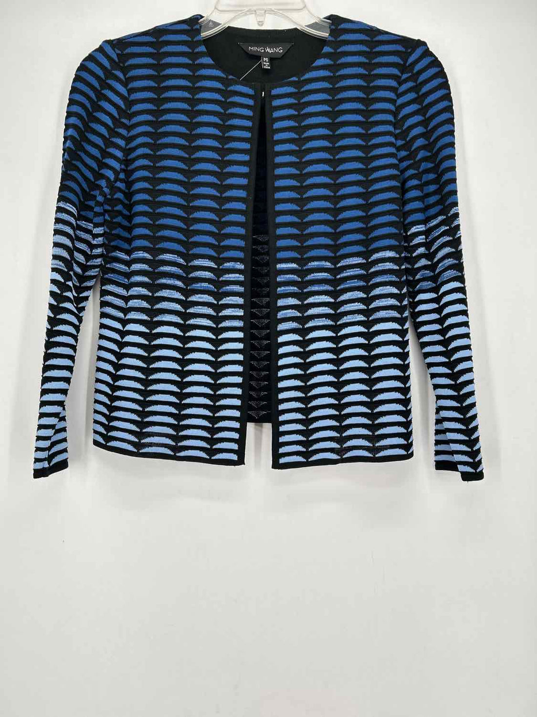 Ming Wang Size PS Blue & Black Print Cardigan
