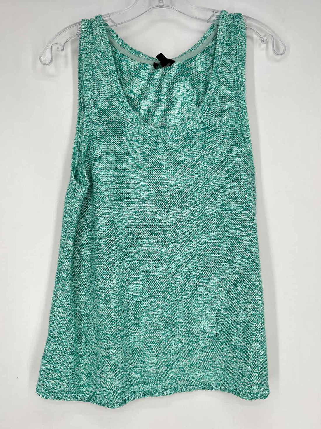 J Jill Size M Green & White Knit Tank Top