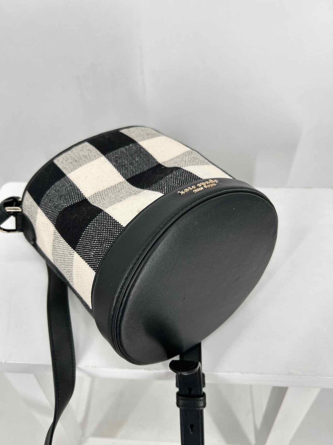 Kate Spade Black & White Gingham Canvas/Leather Excellent Condition Satchel
