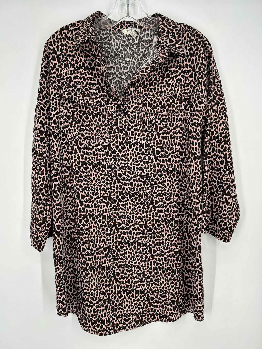 Umgee Size S Pink Leopard Long Sleeve Dress