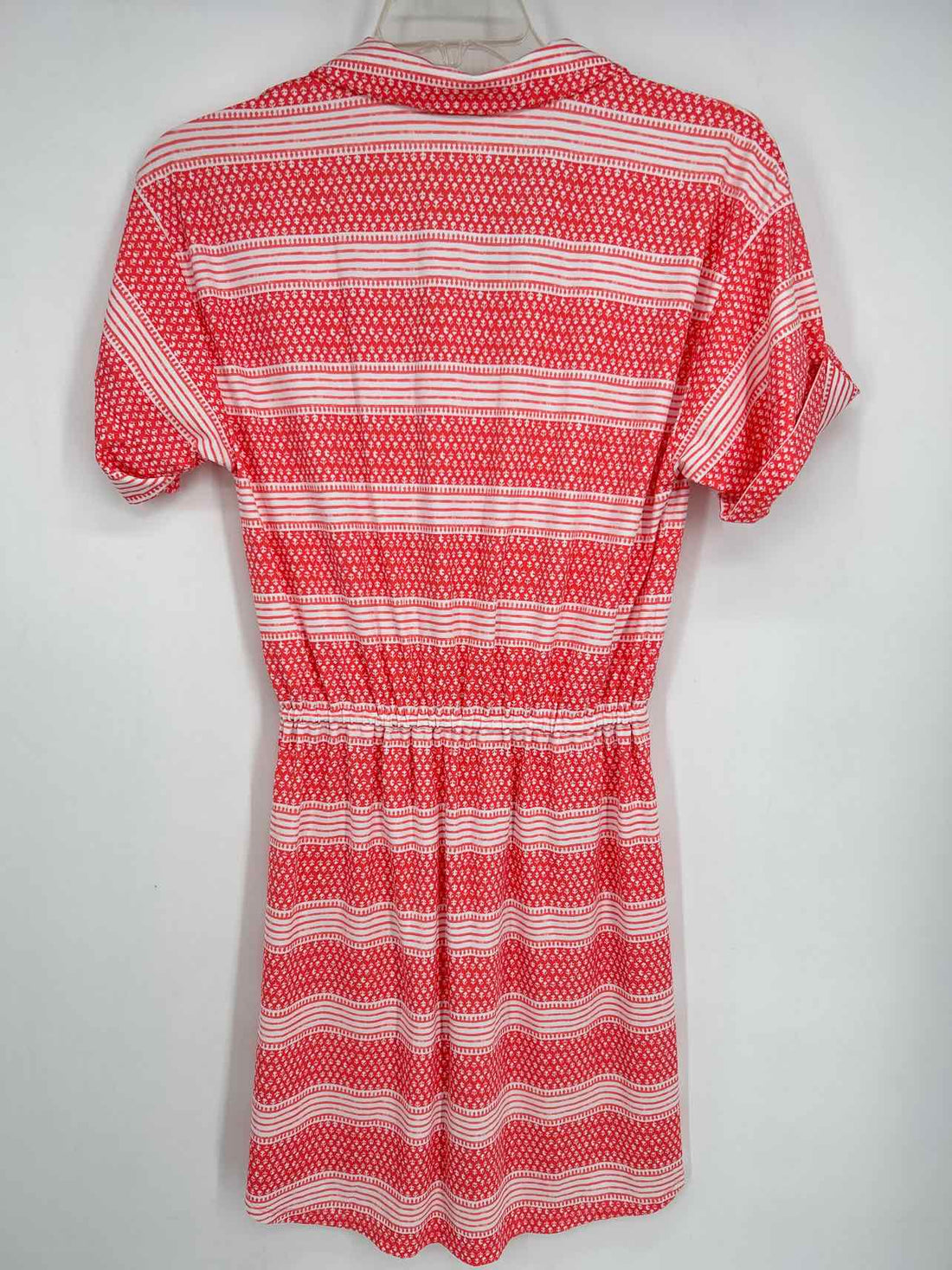Cabana Life Size S Coral & White Embroidered Short Sleeve Dress