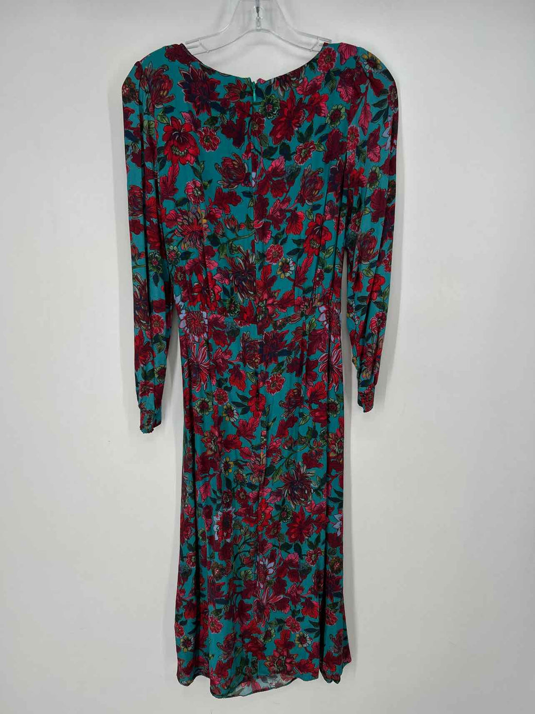 Talbots Size 6 Teal Floral Long Sleeve Dress