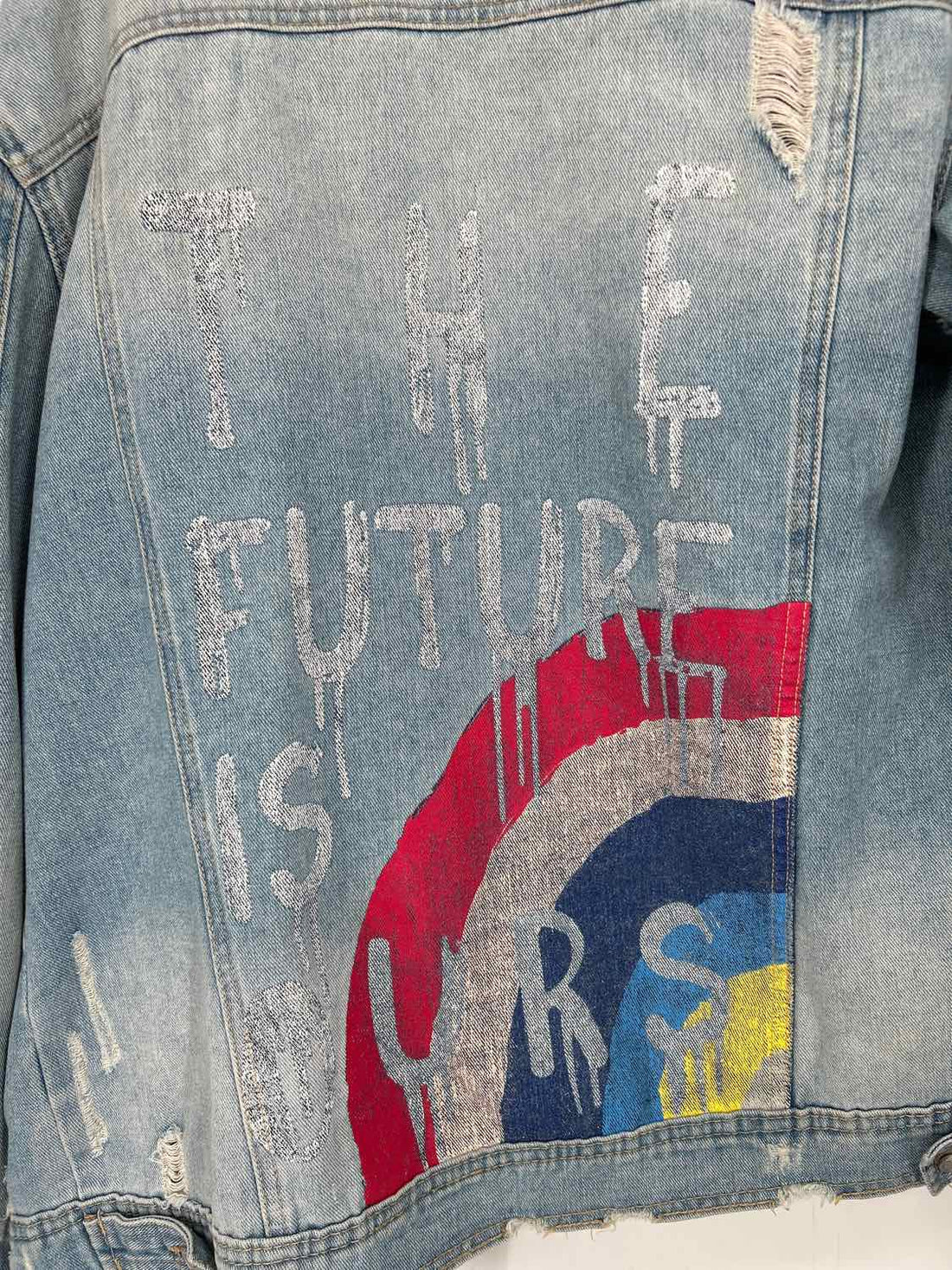 BBJ Size L Denim Distressed Jacket