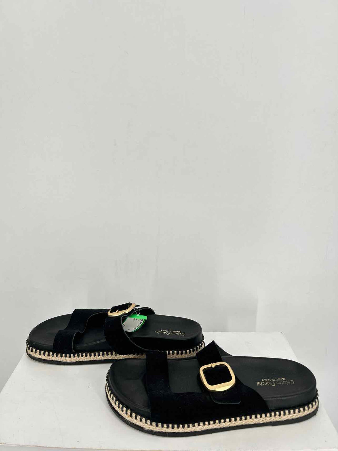 Cristina Francini Women Size 9.5 Black Espadrilles Slides