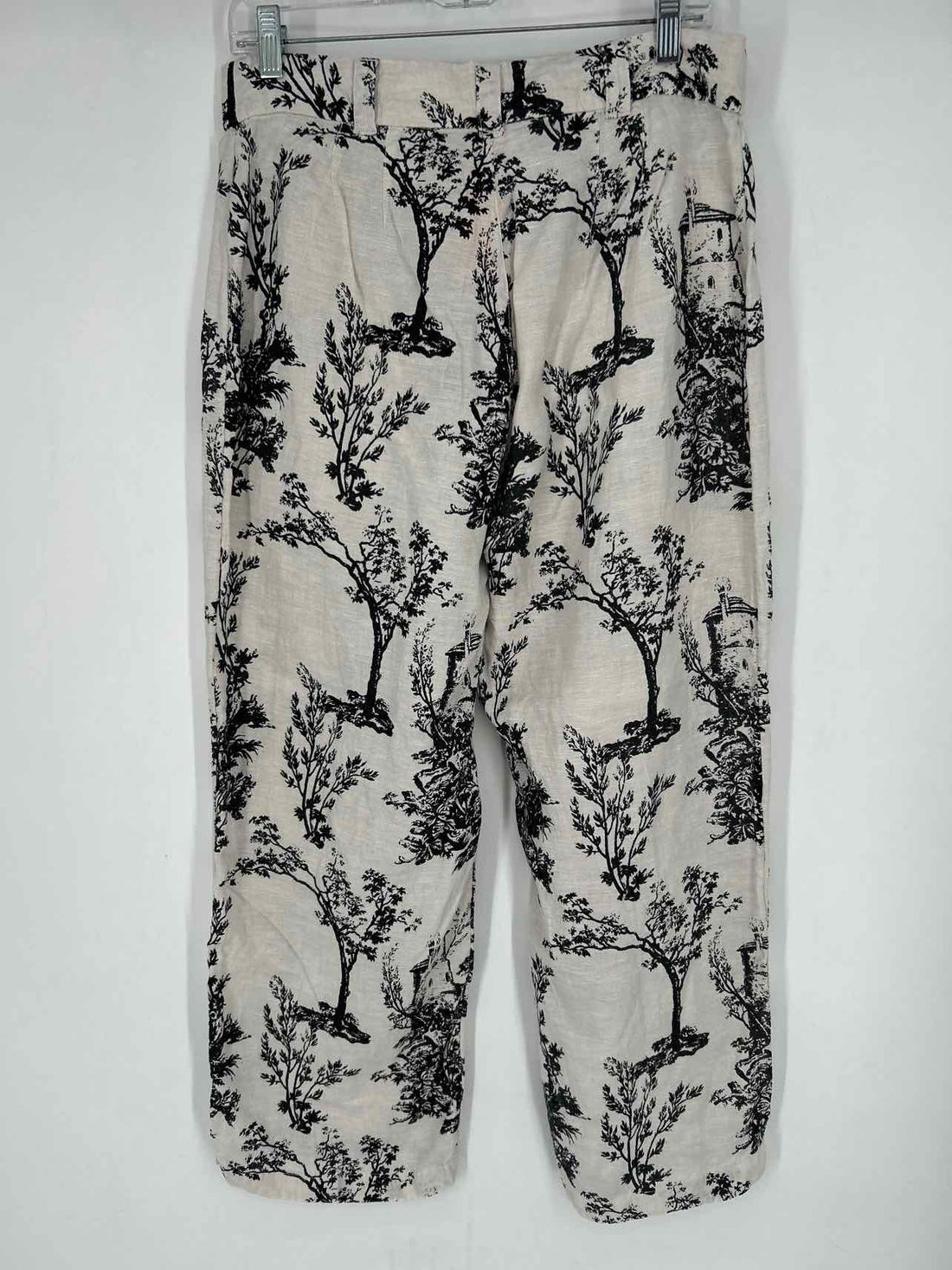 Joie Size 12 Beige & Black Print Linen Pants