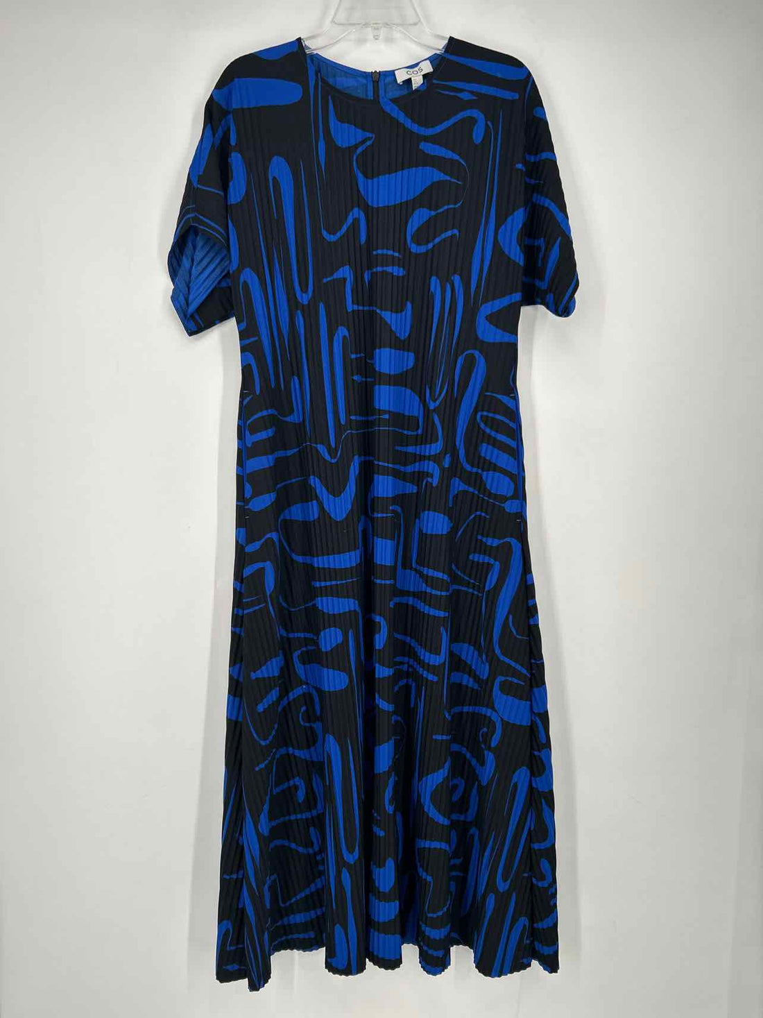 Cos Size S Black & Blue Print Short Sleeve Dress