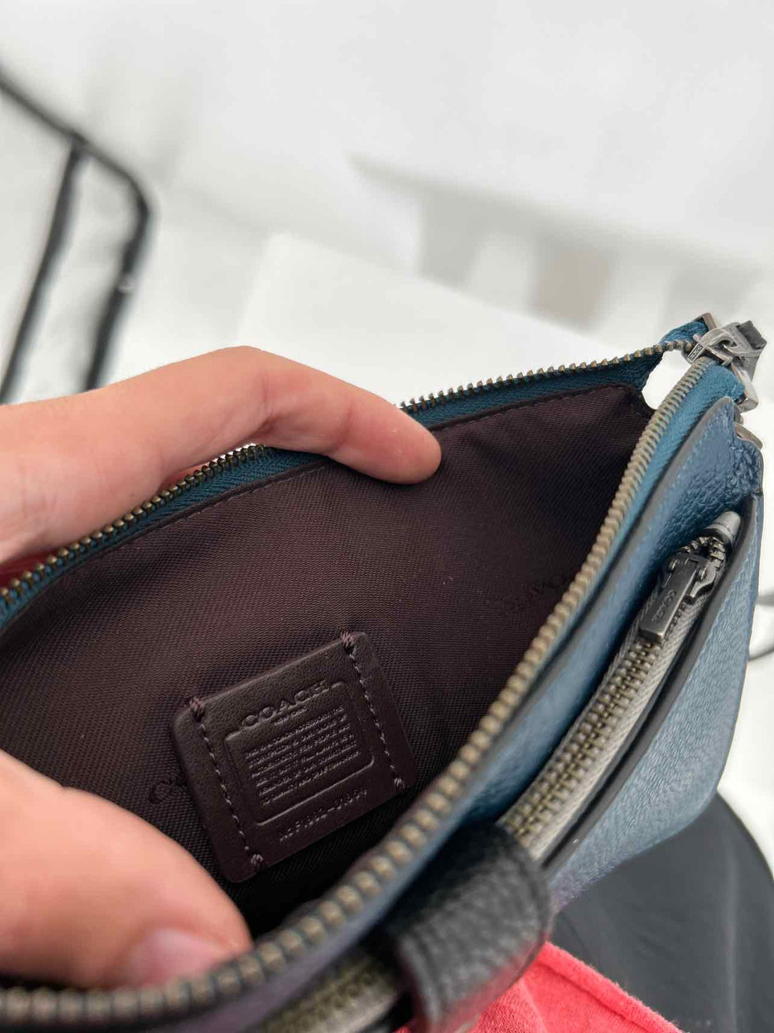Coach Dark teal & black Pebbled Leather Crossbody
