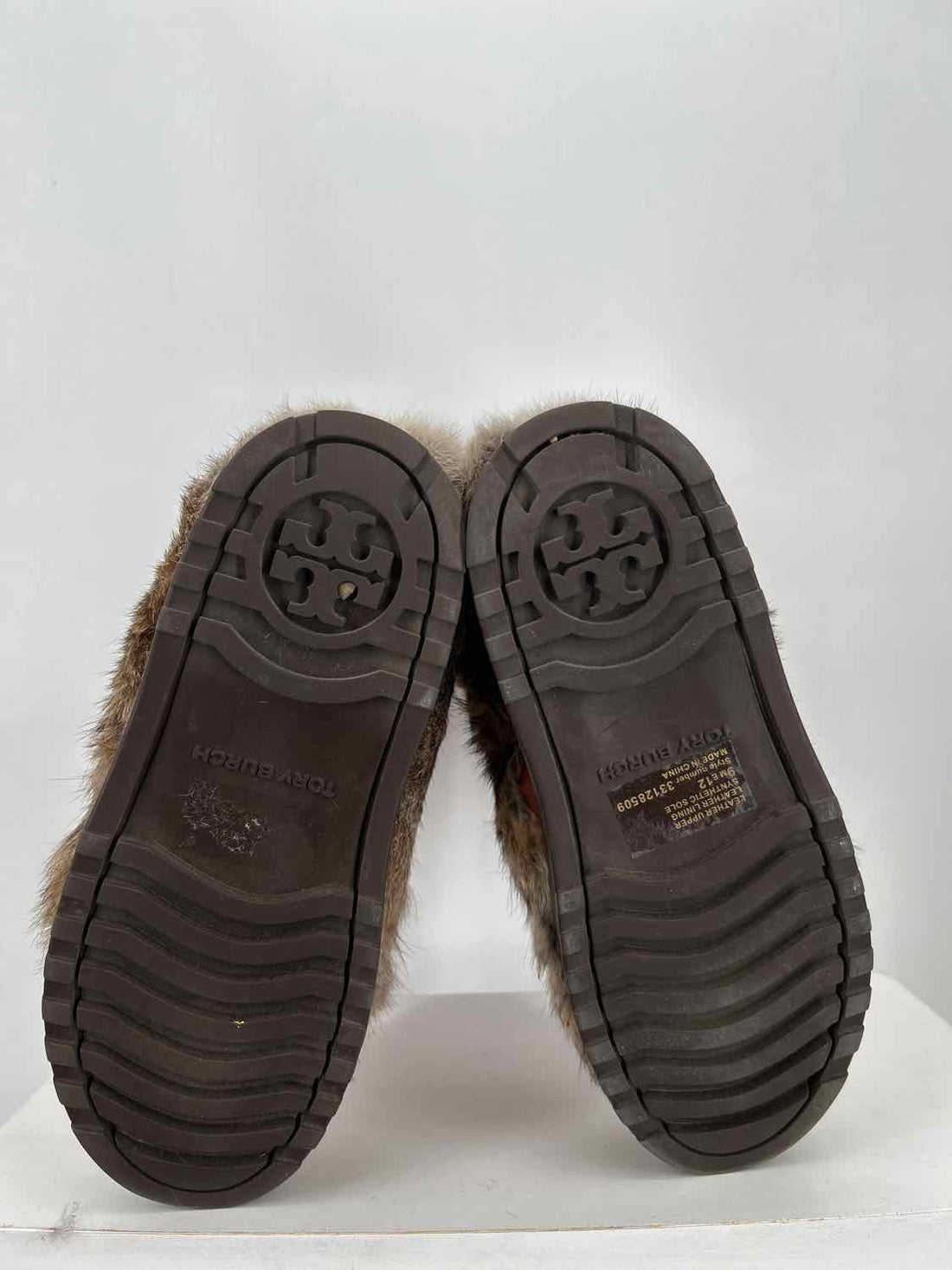 Tory Burch Women Size 9 Brown & Orange New Rabbit Fur Mid Calf Boot