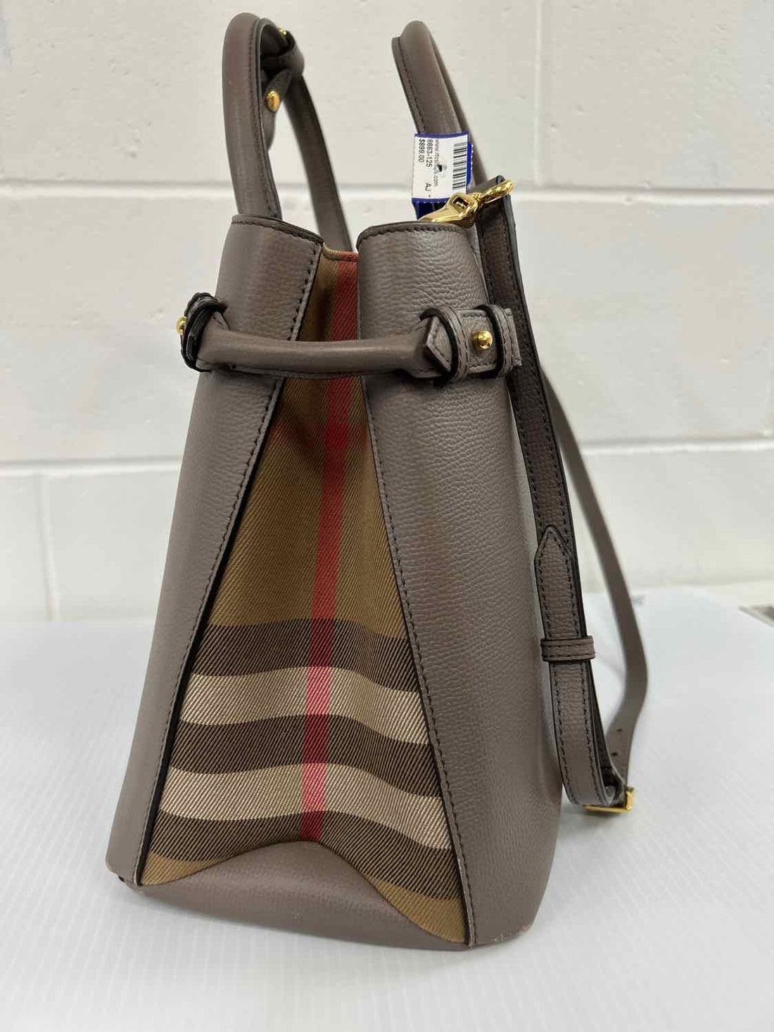 Burberry Banner Tote House Check Elephant Gray Satchel