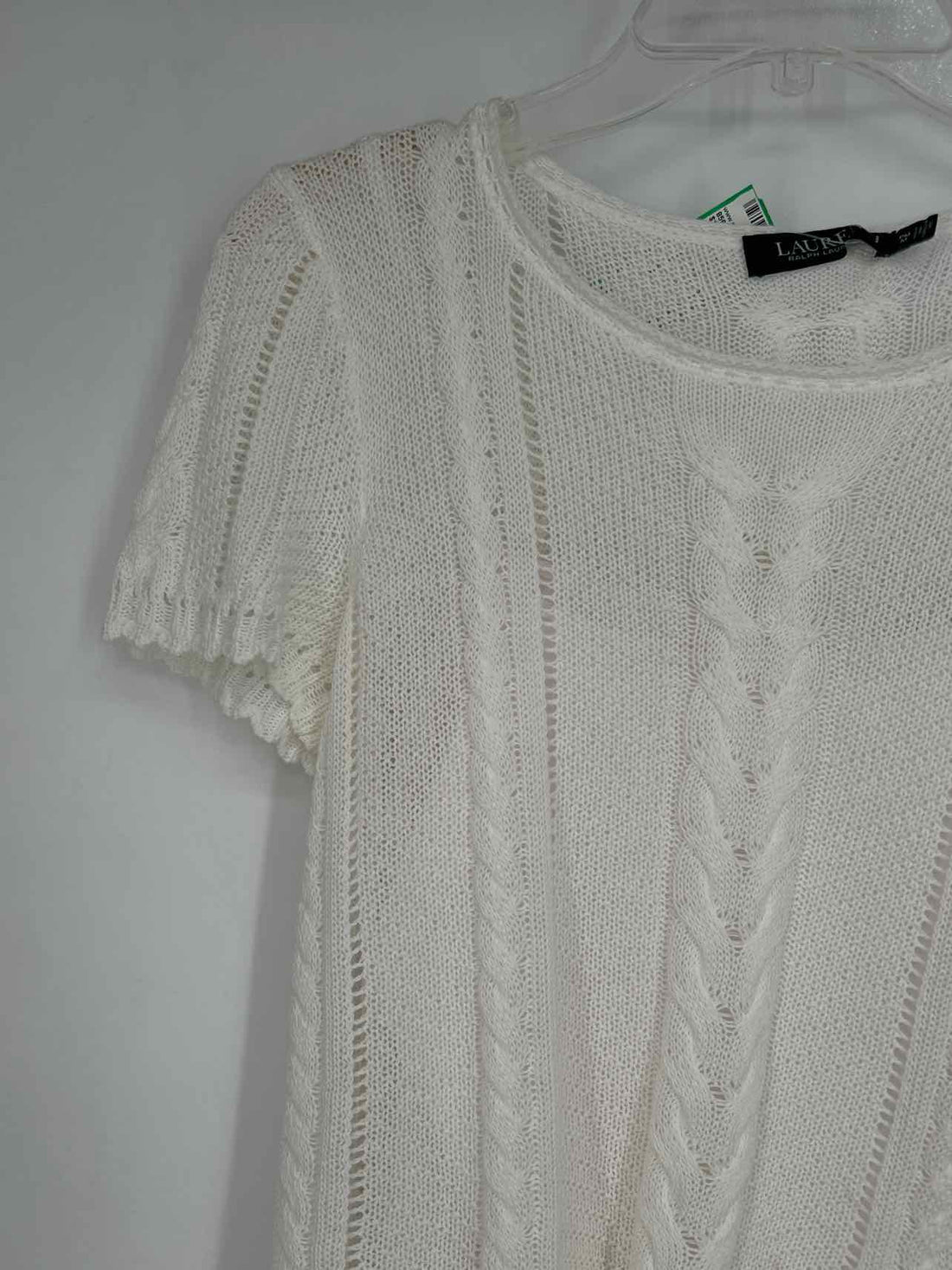Lauren Ralph Lauren Size MP White Open Knit Short Sleeve