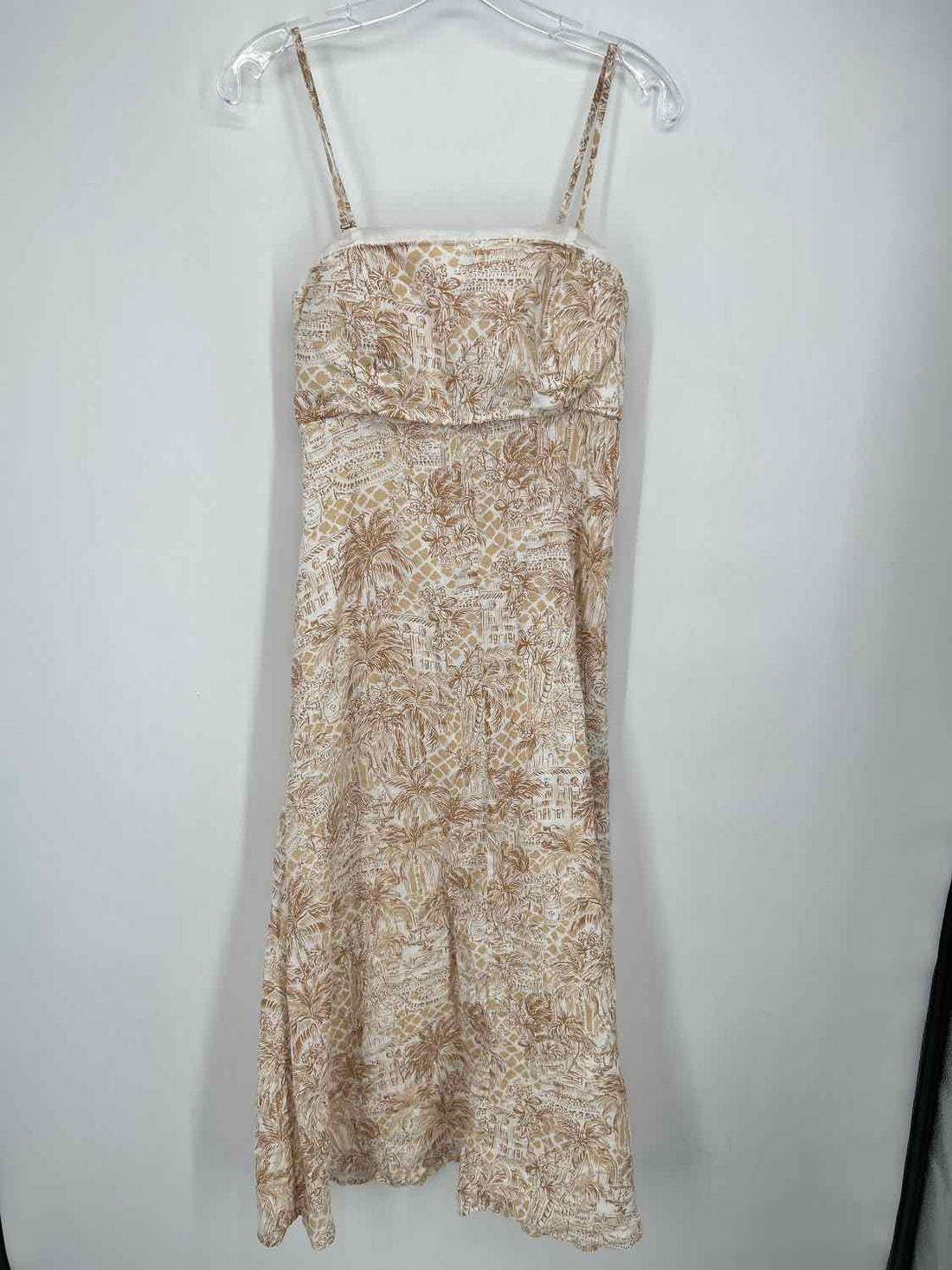 Lilly Pulitzer 6 White & Tan Print Sleeveless Lilly Pulitzer Dress