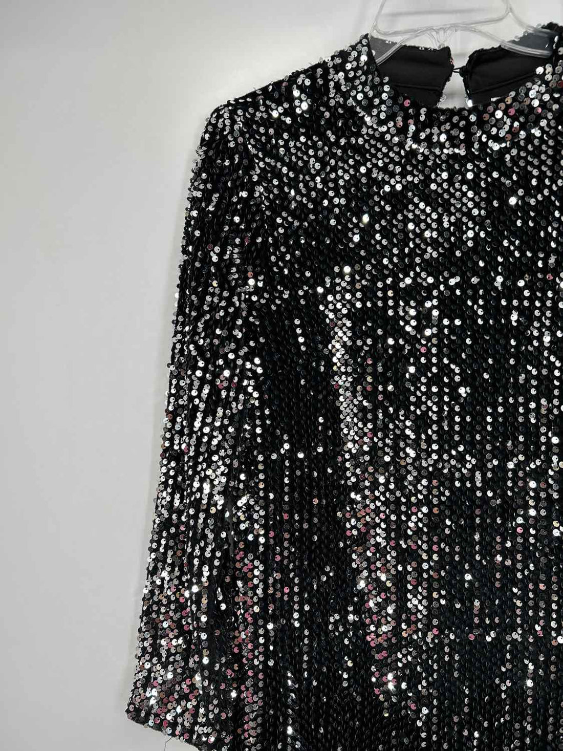 Shop The Mint S Black & Silver Sequined Long Sleeve Holiday