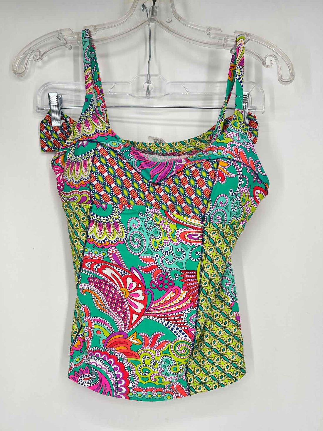 Trina Turk Size 6/8 Green Print Swimsuit 2 Piece