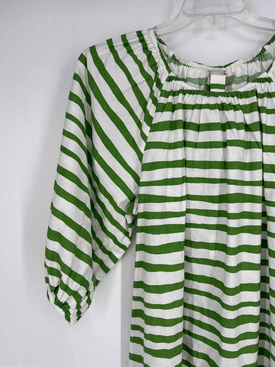 Frances Valentine Size M White & Green Striped Long Sleeve Dress