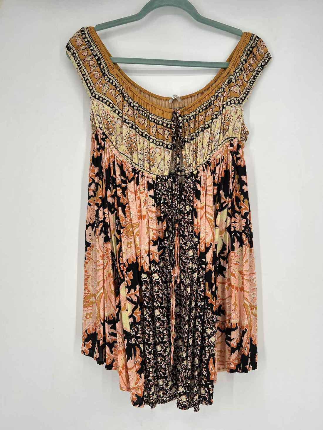 Intimately FP Size M Mustard & Pink Print Sleeveless Dress