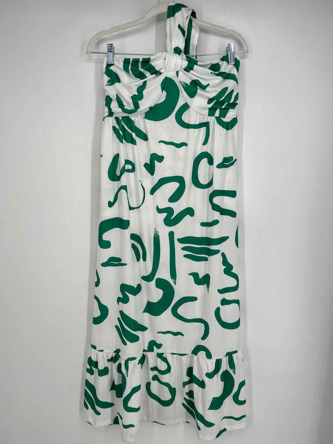 Grace Karin Size S White & Green One Shoulder Dress