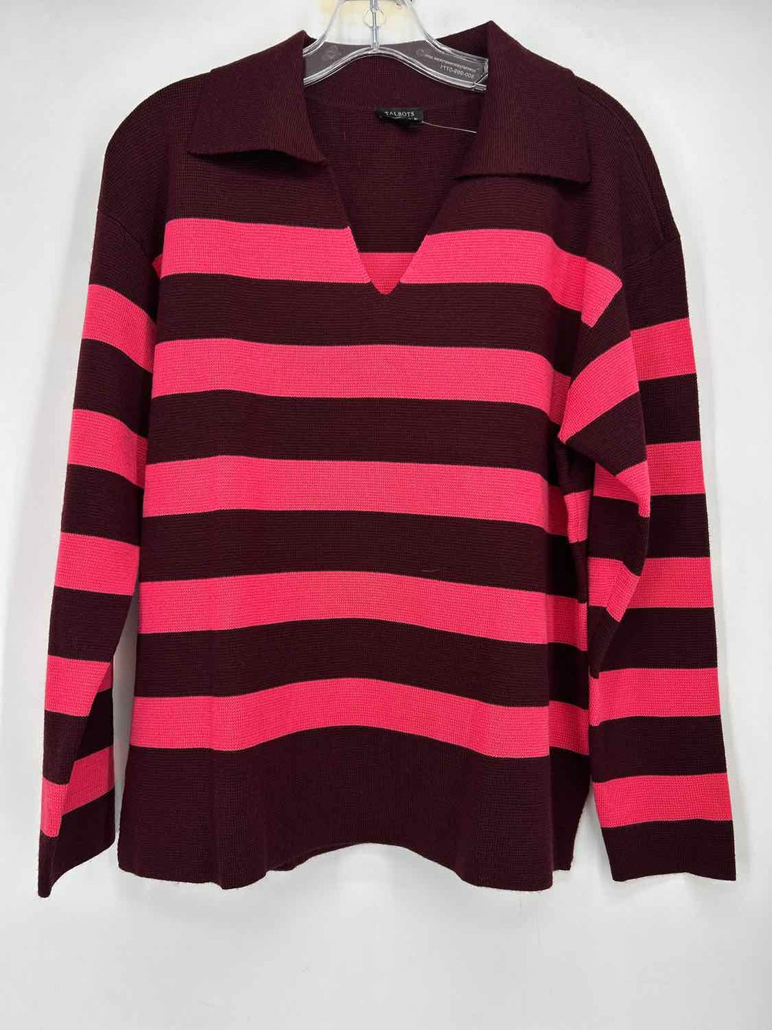 Talbots Size LP Maroon & pink striped Sweater