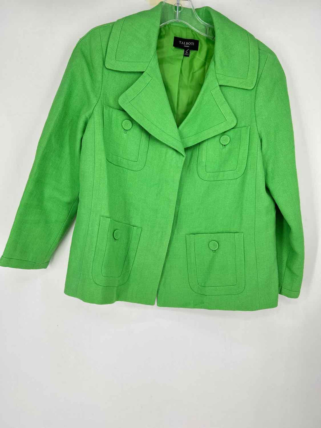 Talbots Size 8P Green Linen Blazer