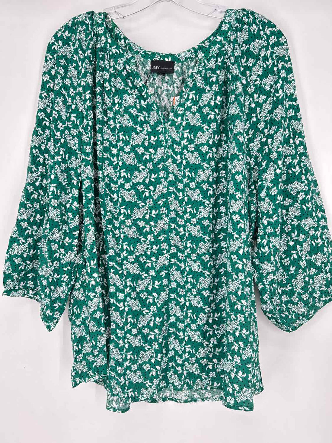 Jones New York Size 1X Green & White Floral NWT Top/Blouse