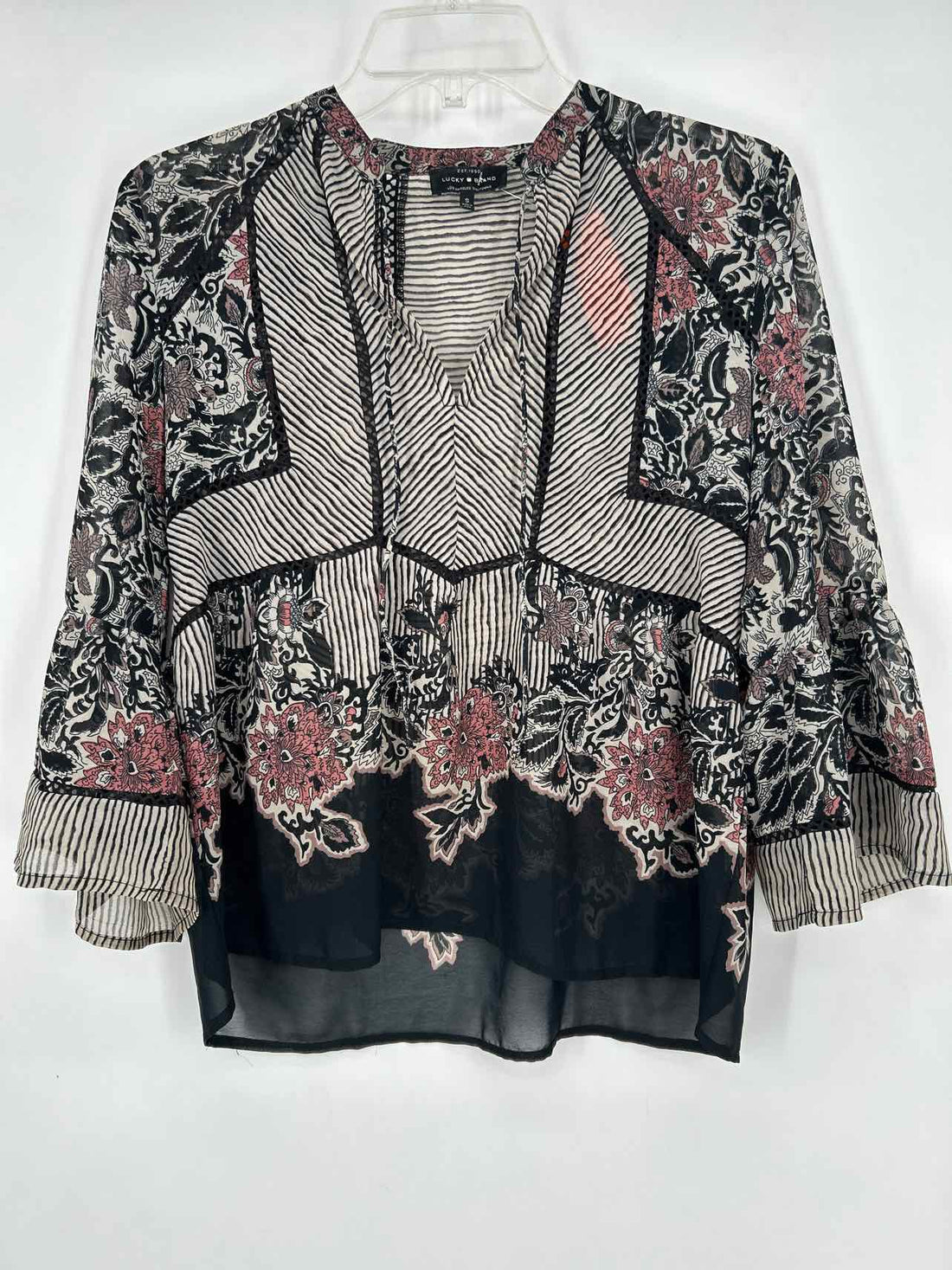Lucky Brand Size S Black White & Pink Long Sleeve