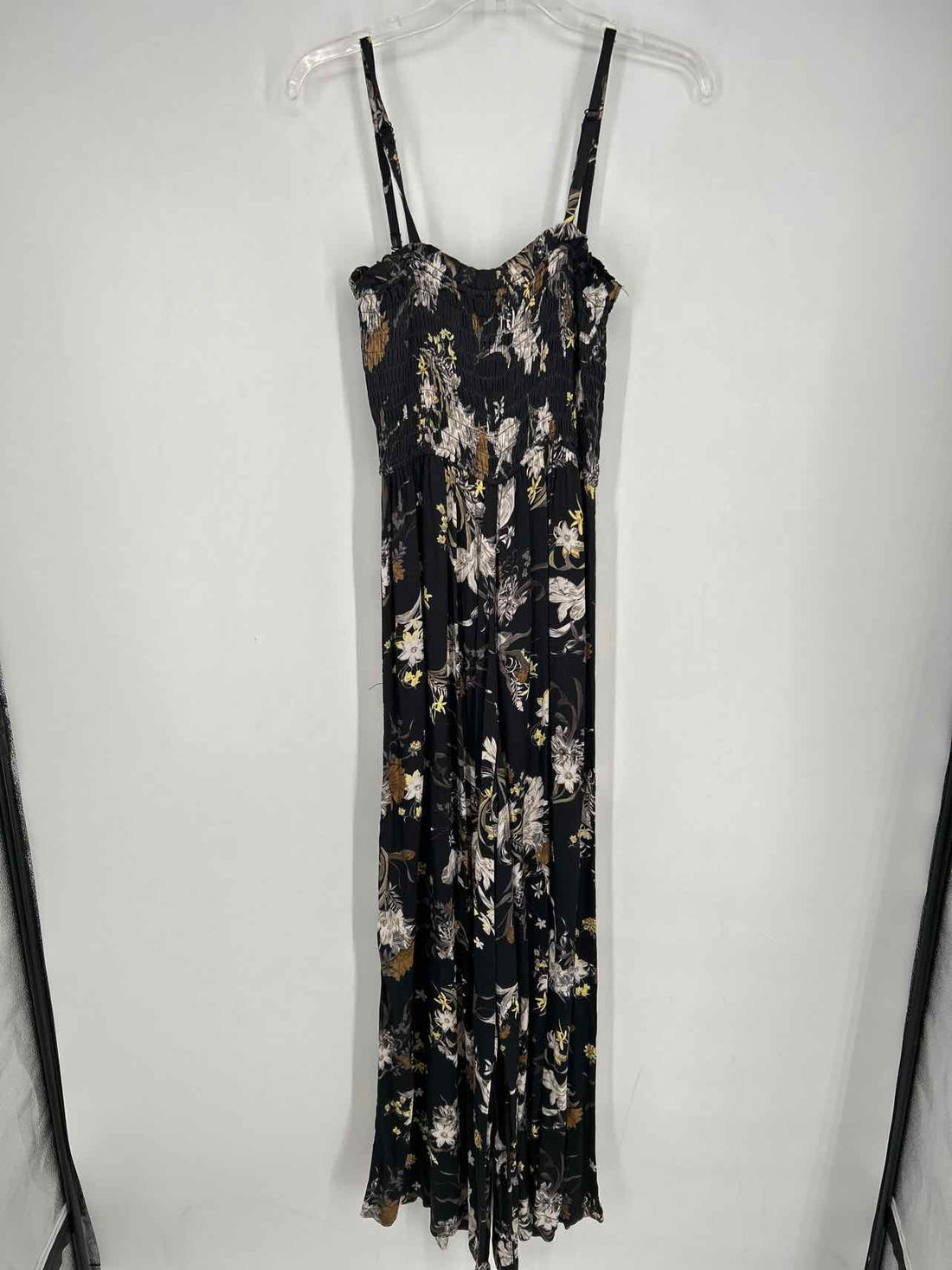 Pilcro Size S Black Floral Sleeveless Jumpsuit