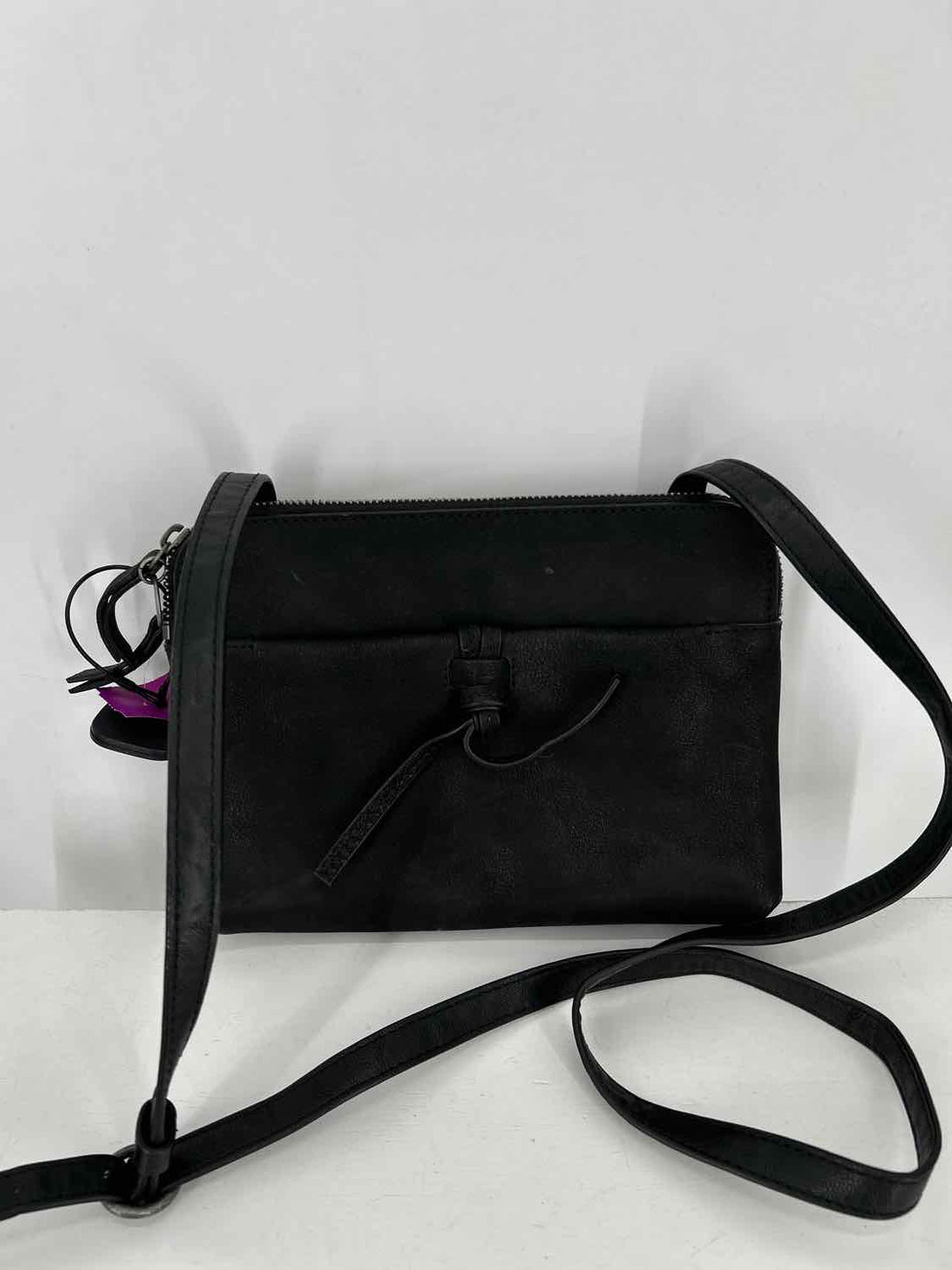 Lucky Brand Black Genuine Leather Pre Owned Crossbody
