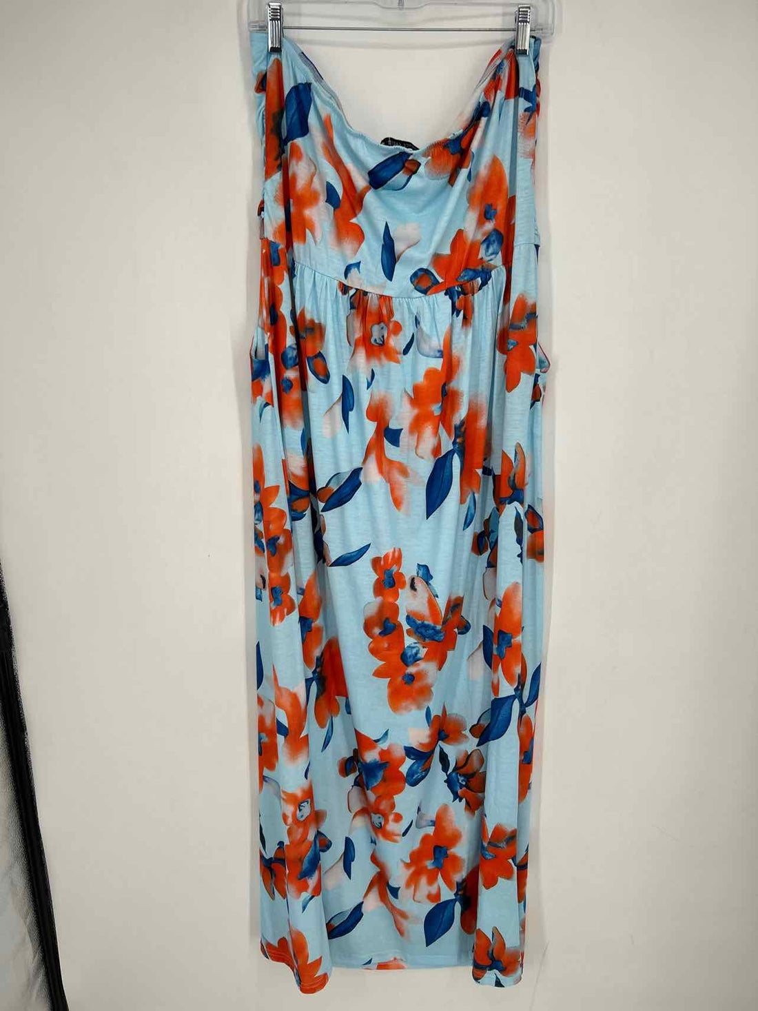 Grace Karin Size 2X Blue & Orange Floral Strapless Dress