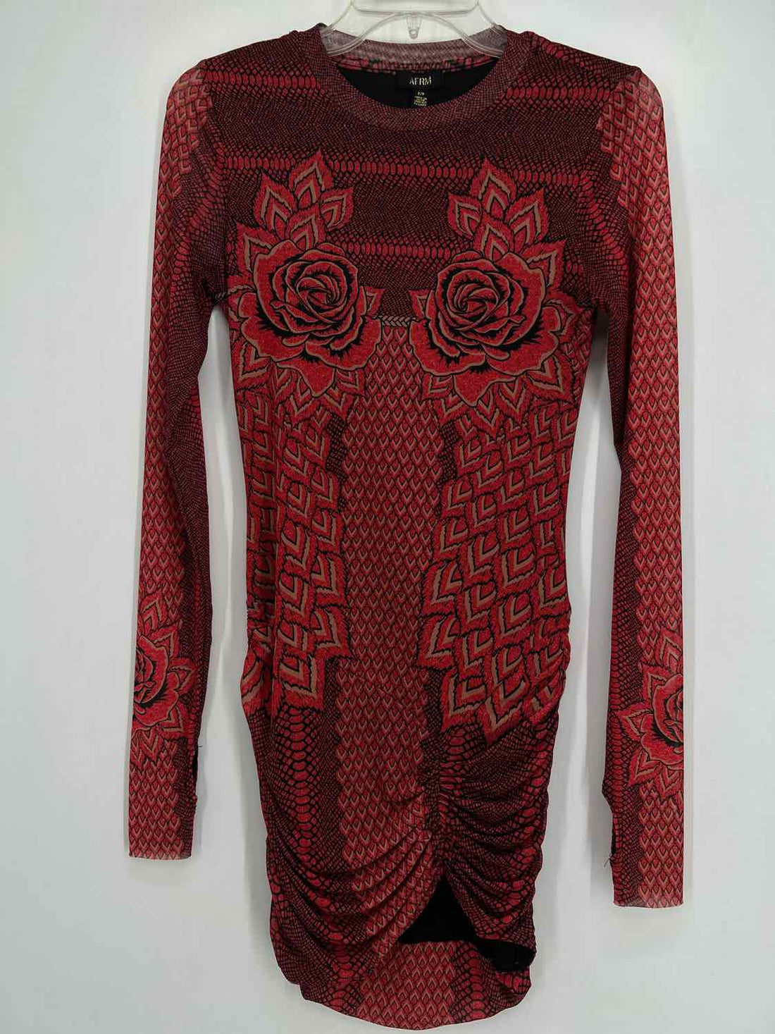 AFRM Size S Red & Black Print Dress
