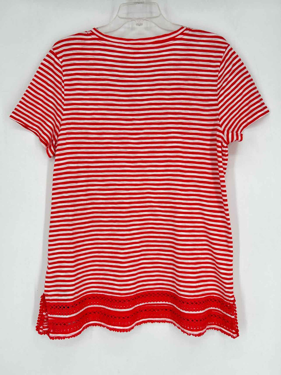 Talbots Size L Red & White Striped Short Sleeve