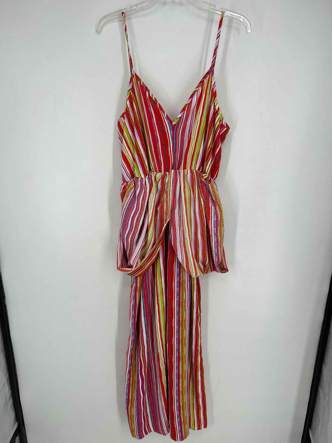 Nina Leonard Size L Multi Striped Short Sleeve Dress