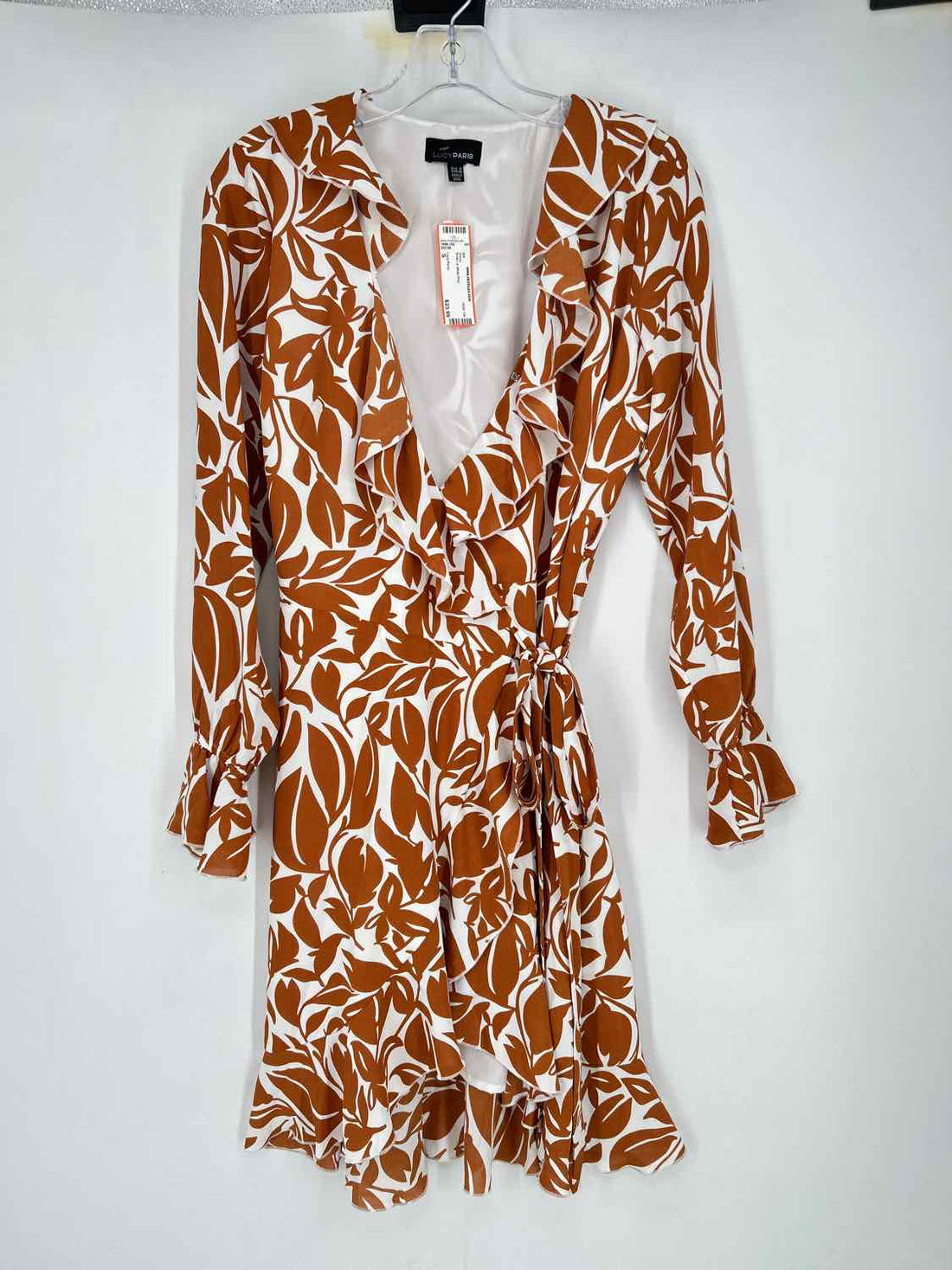 Lucy Paris Size S Brown & White Print Dress